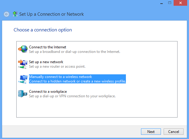 Udlænding Etablere trimme Wireless Network Configuration → Windows 8